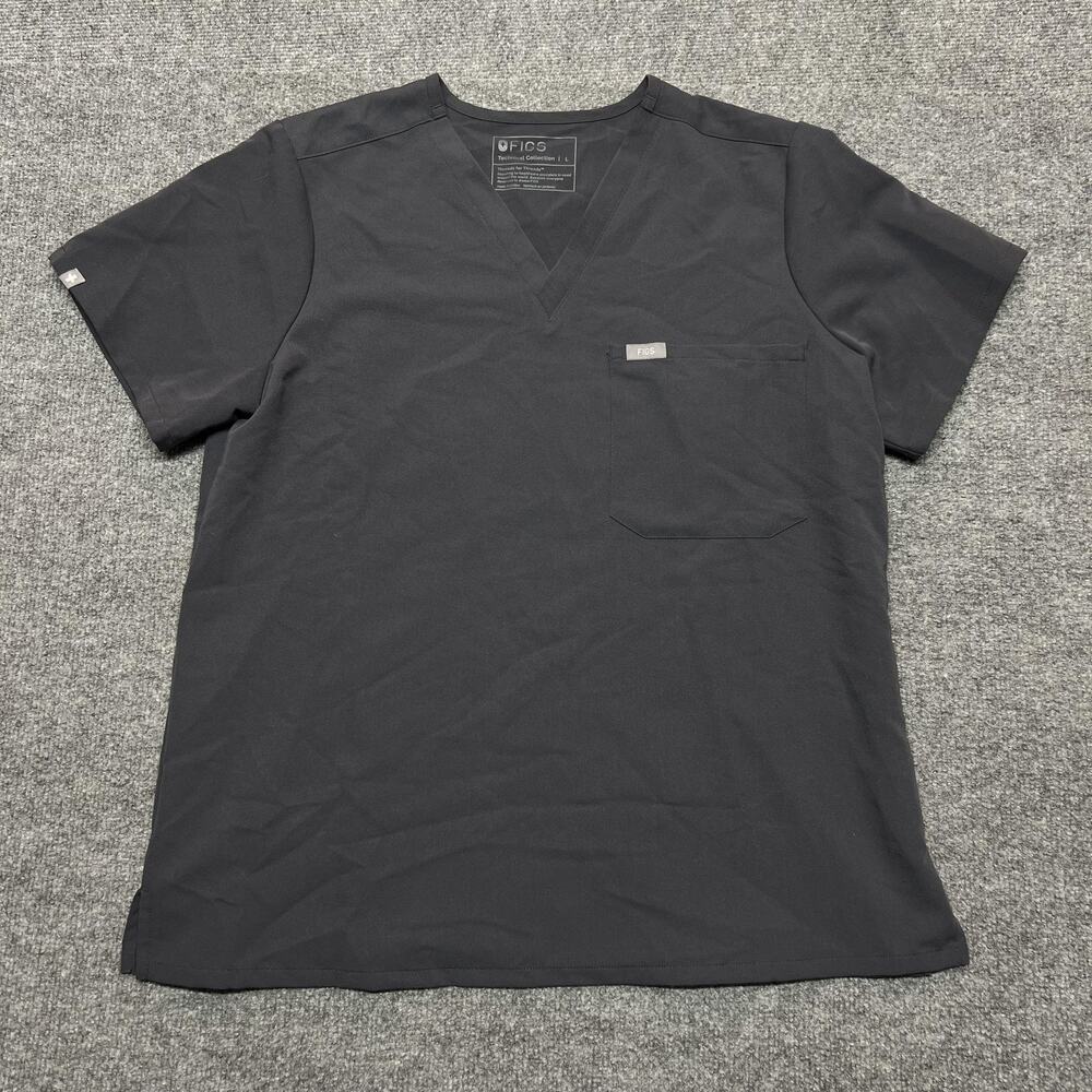 FIGS Shirt Mens Large Gray Technical Collection V Neck Scrub Top Medical Pocket